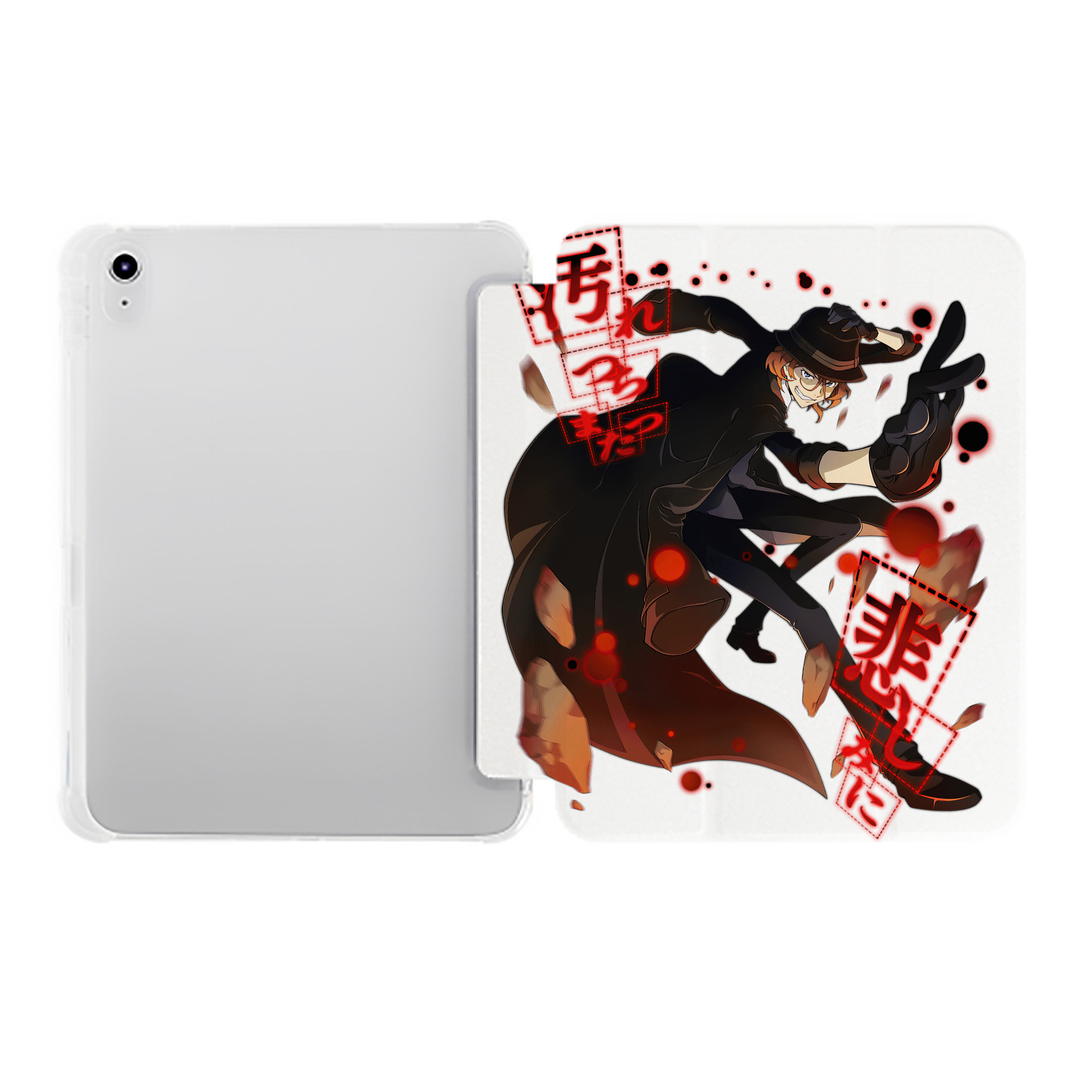 （画像用） 文豪ストレイドッグス Bungo Stray Dogs IPad ケース ペン収納付き 三つ折りスタンド PUレザー×シリコン 対応機種9.5/10.5/10.9インチ